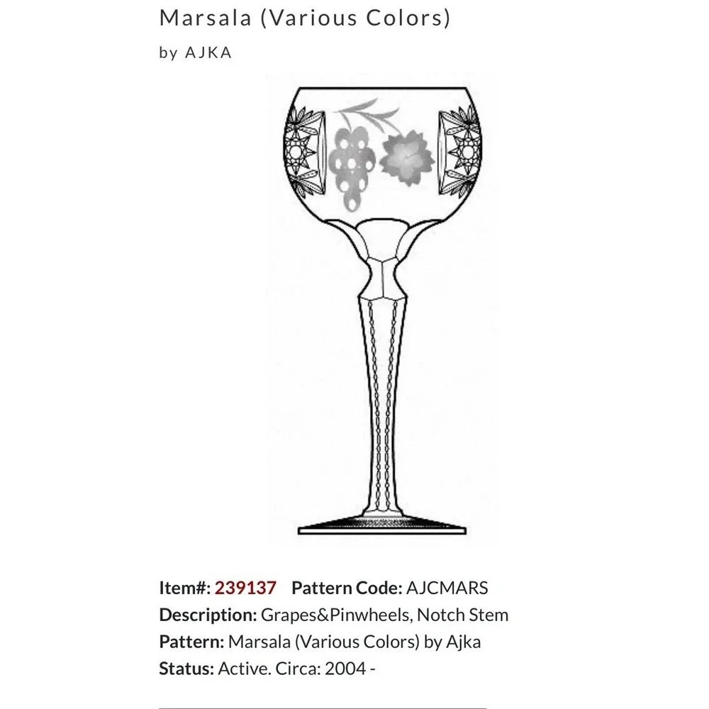 Ajka Crystal Large Wine Glass Marsala Ruby Red 8-1/4